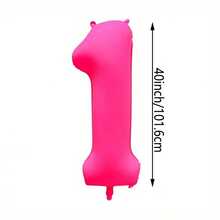 1pc 40-Inch Oversized Neon Pink Number Balloon, 0-9 Numbers, Suitable For Wedding, Birthday, Graduation Season, Mother's Day, Anniversary Decor Foil Balloon - Phosphor - View 3