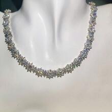 1pc S925 Silver Moissanite Sunflower Necklace Men's And Women's Matching Necklace Fashion Gifts For Family And Friends Birthday Gift Holiday Gift Black Five Holiday Gift Christmas Gift Halloween Gift Thanksgiving Gift - 55cm/21inch - Xem 2