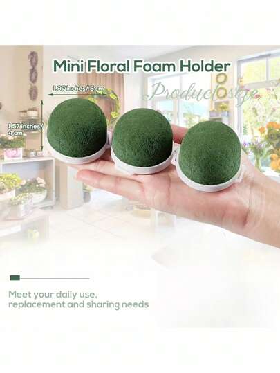 Bộ 12 giá đỡ hoa mini bằng xốp, bao gồm xốp tròn và dây kẽm màu xanh lá cây, thích hợp để cắm hoa tươi, trang trí bàn tiệc cưới và trang trí bình hoa.