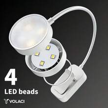 VOLACI 4LED Eye-Care Clip-On Book Light, Rechargeable 3-Color Dimmable Desk Lamp, Stepless Dimming Portable Reading Light, Bedside Reading Lamp (Battery Not Included) - White - View 9