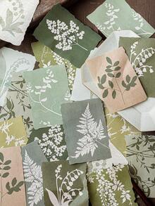 20 pièces Papier mémo asymétrique vintage avec fleurs fraîches, matériaux de décoration d'arrière-plan pour scrapbooking et journal DIY pour les amateurs d'artisanat - Rectangle - Voir 14