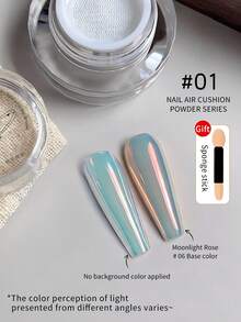 1/7pcs Nail Air Cushion Powder Series - Fine Texture, Easy To Apply, Ultra-Thin Transparent Finish, 7 Color Tones, High Gloss Mirror Effect, Suitable For Nail Art - Multicolor - View 15