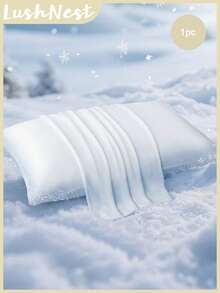 1/2pcs Solid Color Cooling White Pillowcases (Without Insert), Made Of Polyester Fiber, Comfortable And Breathable, Suitable For Summer, Used In Bedroom Settings, A Must-Have For Spring And Summer Bedrooms. - White - View 1