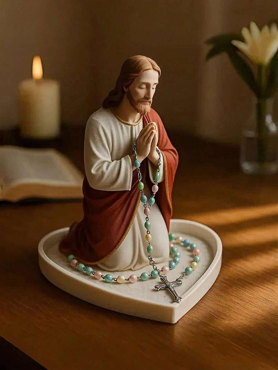 Virgin Mary Rosary Holder, Rosary Rack, Catholic Home Decor, Elegant Virgin Mary Prayer Rosary Box, Religious Gift, Catholic Gift, Suitable For Bedroom, Living Room, Office Desk Decoration - Multicolor - View 1
