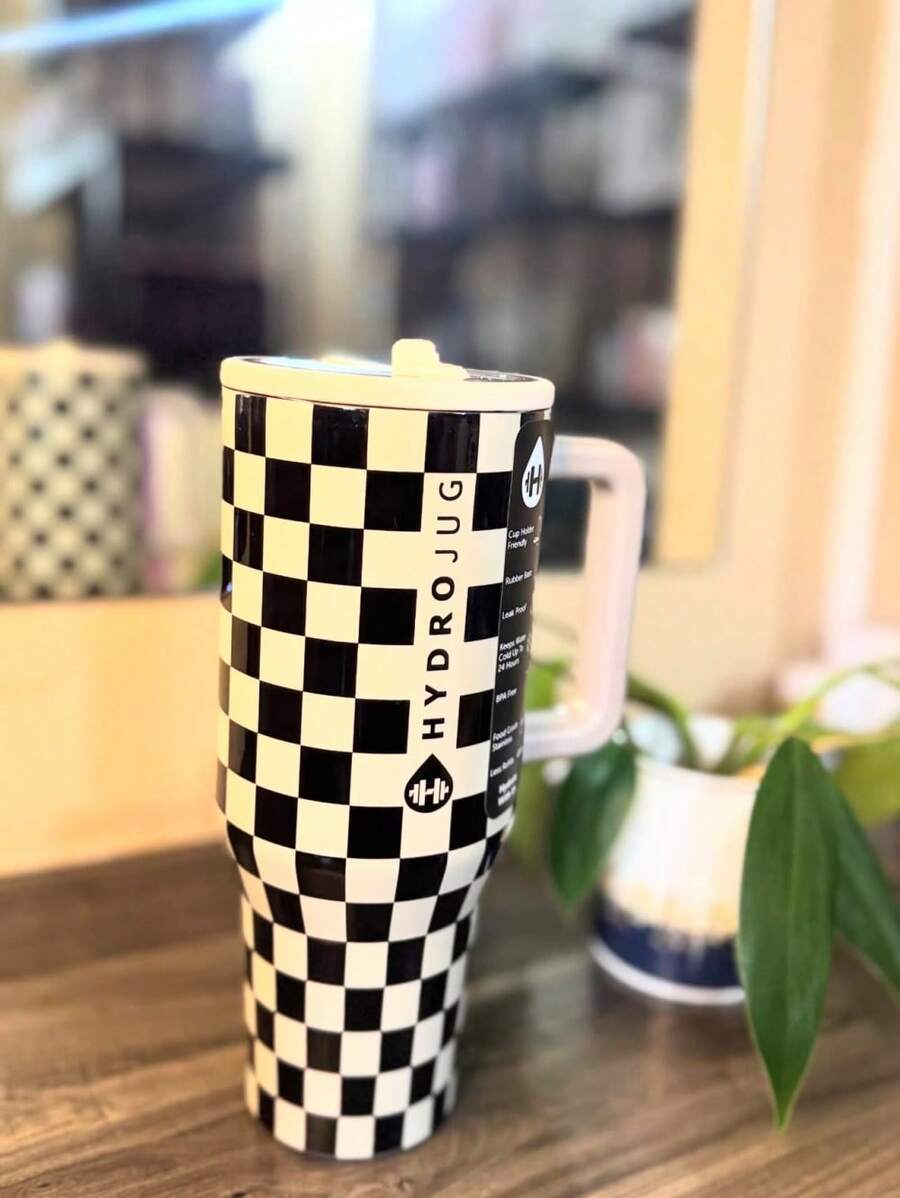 HYDRO,40 OZ, Black Tie, Coffee Checkered, Black And White Checkered, Red Cowhide, Western Cowboy, Pink And White Checkered, Cherry,, Stainless Steel Insulated Mug, Suitable As A Holiday Gift, Water Bottle For Outdoor Sports, Travel And Camping. This Stainless Steel Insulated Water Bottle Has Leak Proof Function And Is An Ideal Beverage Kettle Container For Family Travel And Camping. It Comes With A Lid And Straw, And Is Available In Multiple Colors. It Is Suitable For Outdoor Camping, Hiking, Driving, Portable Use, And Is Also A Great Gift For Christmas. Large Capacity, Graduation Gifts, Teacher Gifts, Valentine's Day Gifts, Birthday Gifts, Thanksgiving Gifts, Christmas Gifts, Halloween Gifts, Party Supplies, Etc. It Is Very Suitable For Various Beverages, Including Ice Water, Iced Tea Or Coffee, Iced Drinks And Hot Drinks.