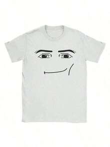 100% Cotton100% Cotton[New Products Arrive With Great Power] Anime Robot Robloxs Face T-Shirts Women Fun Tees Crew Neck Short Sleeve T Shirts Women Clothing Harajuku T Shirtsgraphic Tees Men Shirts Streetwear White Shirt Black Shirt Unisex T-Shirts For Summer Outingscute Shirttops For Women For Summer - 白色 - 查看 1