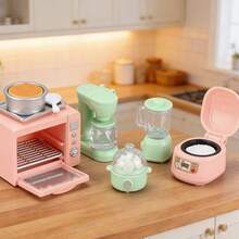 Mini Dollhouse Style Waffle Maker - Designed With Yellow And Black Checkered Pattern, Featuring Blue And White Graphics - Multicolor - View 10