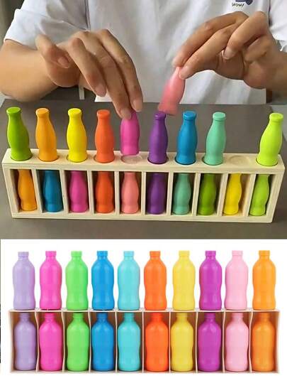 1 套 - 迷你彩色瓶子配对游戏，趣味猜瓶子挑战，情人节、新年、派对或生日的理想礼物，包含彩色瓶子和盒子，可在假期、派对和旅行期间与家人、朋友和团体一起玩，为您的娱乐时光增添乐趣。