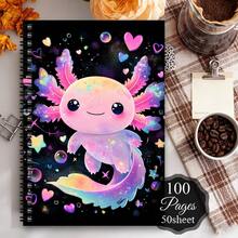 1pc Cute Axolotl (Salamander) Journal & Planner - Spiral Notebook With Colorful Galaxy Axolotl Design, Durable Paper Binding For Writing, Journaling, School, Travel - Personal Organizer Gift For Women, Axolotl Lovers, No Pen Included. - L - View 6