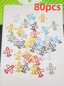 10/30/80个创意飞机造型回形针，多种颜色可选，可爱金属飞机书签，适用于派对邀请函、学生礼物、笔记本、办公用品、文件整理、返校必备品 - 彩色 - 查看 11