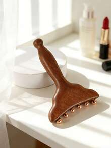 1 chiếc bàn chải massage toàn thân 6 hạt, cán gỗ, thích hợp cho mặt, cơ thể, chân, thiết kế hạt đồng, chống trượt, nâng cơ mặt, massage chân, spa tại nhà, chăm sóc sức khỏe và sắc đẹp hàng ngày. - Phiên bản xử lý - Xem 10