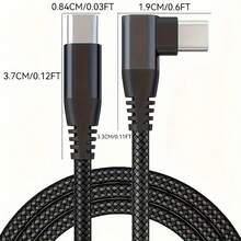 1条90度USB-C转USB-C数据线，支持PD 60W快充，尼龙编织，兼容MacBook Pro/Pro充电器Type-C线（黑色） - 彩色 - 查看 9