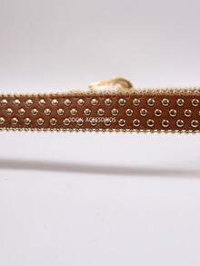 Women's Western Belt 2.8cm With Gold Studs And Vintage Buckle - 鏽棕色 - 查看 3