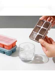 6-Grid Tray, Homemade Ice Maker Mold With Cover, Creative Mold - Grey - View 2