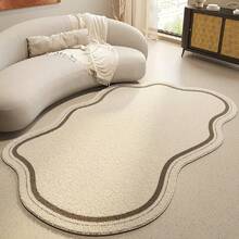 1PC 10mm Faux Cashmere Irregular Shaped Area Rug - Beige Wavy Border, Soft Cozy Surface, Non-Slip & Machine Washable, Perfect For Living Room, Bedroom, Nursery, Entryway | Home Decor, Kids Room Decor, Baby Play Mat, Children's Rug, Vintage Home Style, Holiday Gift Idea, Bathroom Mats, Kitchen Decor, Door Mat, Room Decor - A - View 5