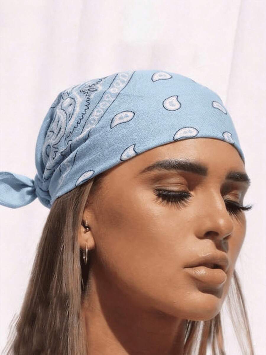 1pc Fashion Hip-Hop Headband, Neckerchief, Wristband Accessory - 1pc Light Blue - View 1