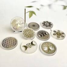 6厘米天然水晶透石膏片，白色石膏，天然透石膏石水晶圆盘，透石膏充电板 - 白色 - 查看 4