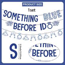 1 Set Blue Theme Bridal Shower Hanging Paper Banner With Flower & Diamond Decor, Engagement Party Decorations - View 8