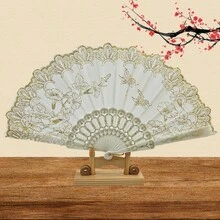 1把 Forever & Moment 花卉摺疊手扇，女性婚禮摺疊扇，茶會與新娘活動裝飾摺疊扇 - 彩色 - 查看 15