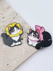 Spilla in smalto a forma di gatto carino - Spilla divertente a forma di gattino cartone animato per borsa, giacca & zaino - Multicolore - Visualizzare 9