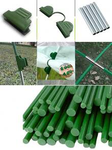 Bộ khung lưới bảo vệ cây trồng trong vườn bằng sợi thủy tinh màu xanh lá cây 20/30/40/24/36 chiếc - Khung lưới chống chim/sâu bệnh/động vật - Đường kính 4mm/6mm, dài 40cm, kèm đinh cố định xuống đất - Lưới che nắng nhà kính bền chắc, chịu được thời tiết, thích hợp cho hoa và rau, khung đỡ hoa và rau, bộ khung lưới bảo vệ chim và động vật trong nhà kính, bộ khung lưới chống côn trùng bằng thanh sợi thủy tinh. - thanh sợi thủy tinh - Xem 4