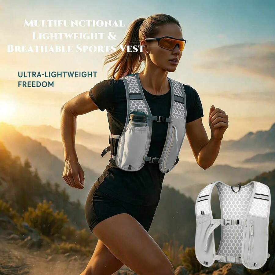 1PC Outdoor Sports Multifunctional Storage Bag, Lightweight Running Backpack With 500ml Water Bottle Pocket, Reflective Hydration Phone Pack, Breathable Anti-Slip Chest Pack For Women Men Running Cycling Marathon Camping.Mini Backpack,Backpack,Hiking Backpack,Backpack Purse For Women,Glowmode,Glowmode Bag,Tactical Gear,Running Vest Women,Gym Backpack,Gym Bags,Gym Bag,Travel Backpack,Running Vest. - Màu Xám nhạt - Xem 1