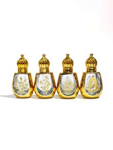 Botella de perfume de vidrio con lámina de oro de 12ml, botella de bola recargable a prueba de fugas con estampado en caliente, dispensador de bola de acero inoxidable premium suave, portátil para viajes y uso diario, amigable para bolsos y mochilas, contenedor de aceite tónico, muestra de aromaterapia elegante, decoración del hogar, favor de boda, regalo exquisito para amantes del perfume de mujeres - Dorado - Ver 8