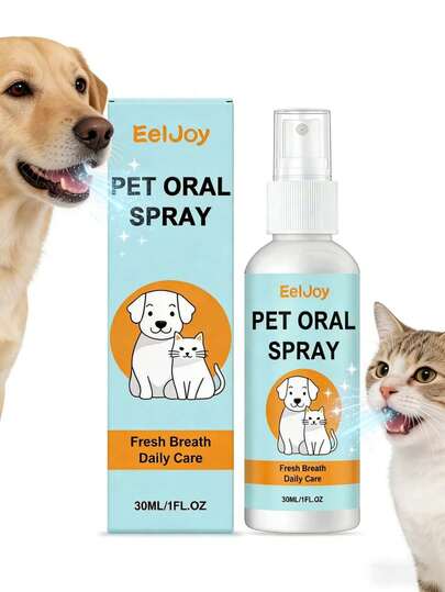 宠物口气清新喷雾，温和口腔护理喷雾，适用于猫狗，每日清新口气，消除异味，温和不刺激的牙齿护理