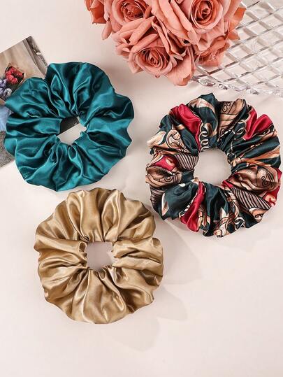 3pcs/Set Versatile Solid Color Hair Scrunchies, Suitable For Daily Wear, Casual, Party, Commute, Beach, Vacation - Can Be Used For Ponytail, Bun, Face Washing, Makeup, Outfit Matching