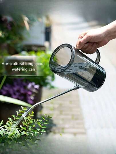 1 Bình tưới cây bằng thép không gỉ có vòi dài và vạch chia mực nước, ấm tưới cây gia đình có vòi dài dùng cho vườn rau, ấm tưới cây cảnh, cây mọng nước trong chậu, ấm tưới hoa gia đình có vòi dài