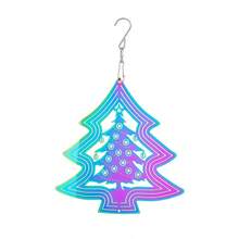 Gradient Christmas Tree Wind Spinner Stainless Steel Whirligig Wind Chimes Suncatcher Garden Hanging Sculptures Windmill Wedding Window Decor With Swivel Hook - Christmas Tree - View 8