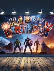 Marvel 100*150CM Backdrop For Birthday Party Decoration, Photography Birthday Banner, Polyester Fiber Party Background Cloth Avengers Birthday Party Paper Plates Decorations Superhero Birthday Party Tablecloth And Tableware Birthday Party Supplies - Multicolor - View 13