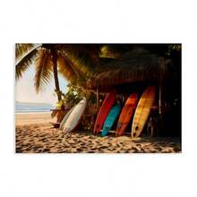 Stupell Industries Surfboards At Beach Hut - lona decorativo para pared diseño de LSR Design Studio 20 x 30 - como en la foto - Ver 8