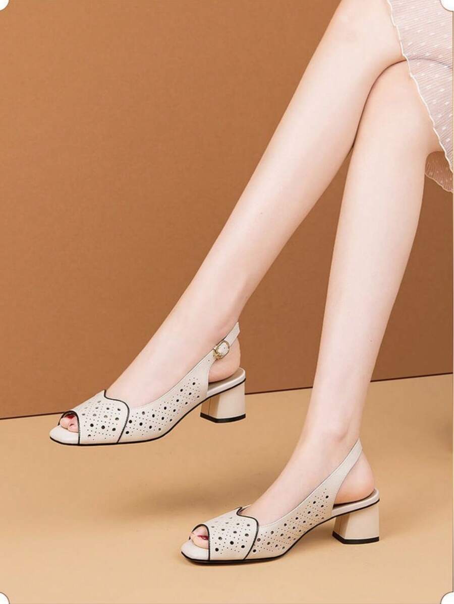 Women's Rhinestone High Heel Sandals, Fashionable Buckle Strap Sandals, Comfortable Chunky Heel High Heel Sandals