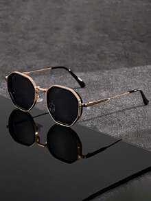 Nuevas gafas de moda retro geométricas, montura de metal de alta calidad con un estilo sencillo y elegante, gafas punk adecuadas para el uso diario casual, fiestas, fotografía callejera y desfiles de moda - Multicolor - Ver 8