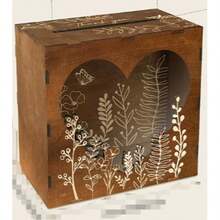 Caja de tarjetas de bendición de madera, caja de regalo, ranura de tarjeta retro, caja de almacenamiento de madera creativa para fiestas, bodas - B - Ver 4