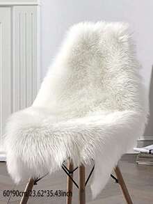 1 pieza Alfombra de estilo minimalista moderno de lana sintética con forma irregular, alfombra tejida suave y esponjosa, fácil de limpiar y almacenar, adecuada para sala de estar, dormitorio, silla, sofá, mesita de noche, tocador, decoración del hogar, estilo Ins, para todo el año - Blanco - Ver 12