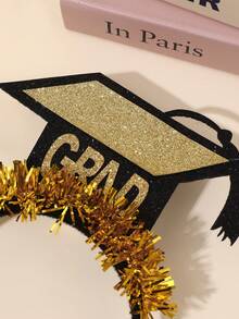1pc Golden Glitter Headband For Girls Graduation Cap Decor Hairband Shining Ribbon Hair Hoop Elegant Cute Headwear Graduation Party/Ceremony Headdress Teens Hair Accessories - Gold - View 7