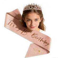 Elegant Rose Gold Sweet 16 Birthday Crown & Sash Set, 16th Birthday Gift For Girls, Summer, Hair, Holiday - Multicolor - View 10