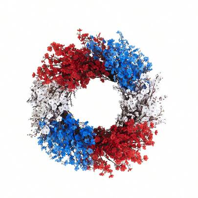 Vòng hoa trang trí ngày Quốc khánh 4 tháng 7 theo phong cách Mỹ, vòng hoa thủ công kỷ niệm 250 năm Ngày Độc lập, vòng hoa trang trí lễ hội, trang trí cửa trước, tường nhà, vòng hoa nhân tạo màu đỏ trắng xanh với hoa baby's breath nhân tạo, trang trí hoa yêu nước, vòng hoa treo trong nhà và ngoài trời cho Ngày Tưởng niệm.