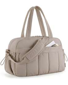 Women's Sports Bag With Integrated Wet Compartment, Lightweight Travel Bag For Weekend Trips, Waterproof Carry-On Bag For Fitness & Travel, Versatile Must-Have - 駝色 - 查看 2