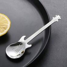 3/5pcs Stainless Steel Guitar Shaped Coffee Spoons, Cute Mini Tea Spoons, Suitable For Stirring Beverages, Milkshakes, Jams, Great Gift For Music Lovers, Mirror Polished, Dishwasher - Multicolor - View 2