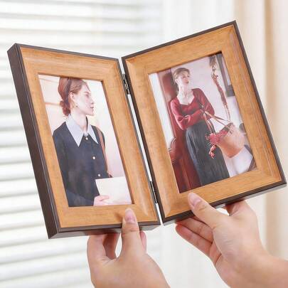 Khung ảnh gấp 1 chiếc, vừa 2 ảnh kích thước 4x6 inch, khung ảnh gập cổ điển sáng tạo, thích hợp làm quà tặng ngày lễ hoặc sinh nhật cho bạn bè và gia đình.