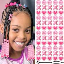 60pcs Colorful Cute Plastic Hair Beads Decorative Braids Accessories DIY Set, High Quality Soft Rubber, Noiseless, Painless, Lightweight, Suitable For Girl And Girls To Create Fashionable Hairstyles, Girls Hair Accessories - Multicolor - View 10