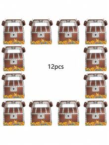 12pcs Pirate'S Treasure Paper Candy Boxes (With Golden Coin Patterns) – Small Gift Boxes For Pirate-Themed Birthdays Parties & Birthday Parties - View 9