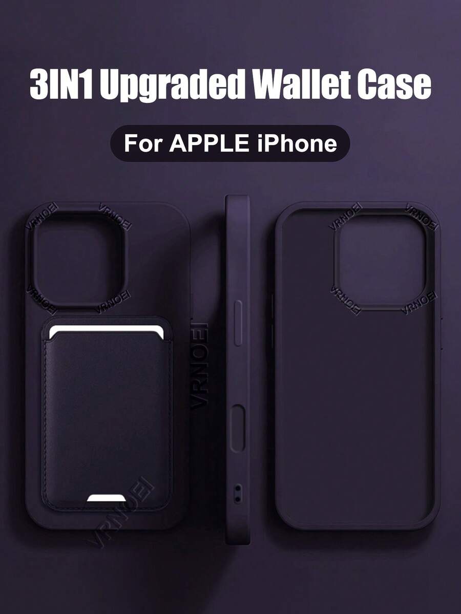 VRNOEI 豪华三合一吸盘支架卡包手机壳，兼容 16/15/11/12/13/14/17 Pro Max Plus/17 AIR，带卡槽和防震后盖，配件齐全。