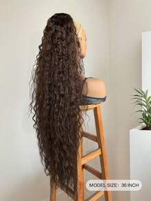 36 Inch Long Lightweight Fully Natural Curly Black Synthetic Hair Ponytail Extension, Multi-Layer Soft Drawstring Ponytail Hairpiece For Women - Rust Brown - View 3