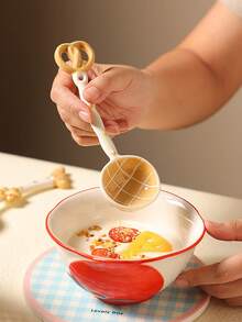 1 Stück 320g handgefertigte keramische Donut-förmige Tasse mit Brot-förmigem Henkel, inklusive Brot- und Keks-förmigem Löffel, ideal für Heimdekoration, Geschirr, Partys, Zusammenkünfte, Nachmittagstee, Café, Geschenke und Feiertags-Dekoration - Verschiedenfarbig - Übersicht 3