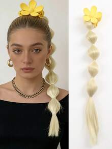 18 Inch 1 Pc Handmade Bubble Braid Ponytail Wig, Hair Extension With Clips, Heat Resistant, Suitable For Women - Multicolor - View 16