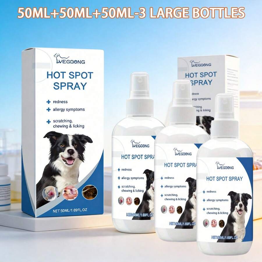 A Savior For Sensitive Skin And Furry Friends! A Must-Have For Pet-Owning Families! Skin Spray (50ml + 50ml + 50ml), A 3-Bottle Combo Pack, Quickly And Effectively Relieves Dryness And Itching. The Spray Design Makes It Easy For Owners To Use.
